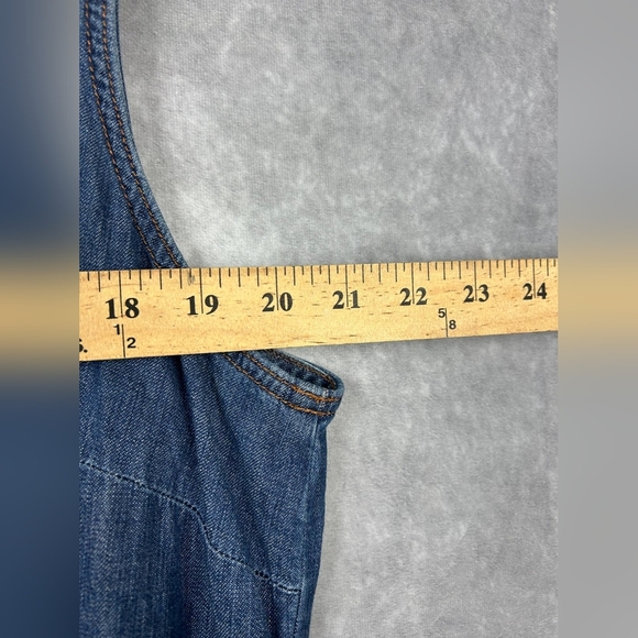 Talbots Denim Shift Dress Women Blue Chambray Lace Up Sleeveless Size 16 - Picture 9 of 10